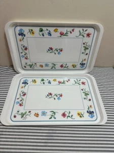 Set of 2 Villeroy & Boch Mariposa Floral Melamine Trays Italy 18.5x 11" - Picture 1 of 9