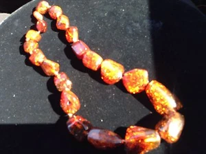 Bernstein Nugget verschiedene Größen mit Verschluss 18 Zoll Halskette - Bild 1 von 5