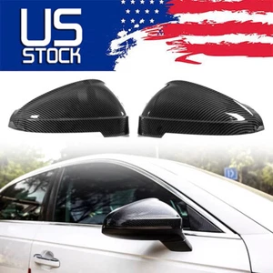 Carbon Black Wing Mirror Cover Cap for Audi A4 B9 S4 A5 S5 RS5 W/ Assist 2017-22 - Foto 1 di 12