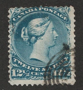 1868-76 Canada Sc# 28 - 12.5¢, "Large" Queen Victoria. Used Cv$125 Faulty, thin - Picture 1 of 1