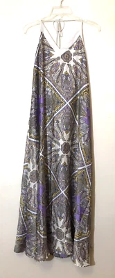 Maxi Vestido Forever 21 Multicolor Paisley Estilo Halter Trapecio y Columpio Talla L Foto 1 de 4