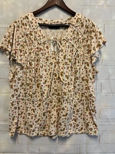 Blusa Pullover Lane Bryant Mujer 18/20 Multicolor Floral Cuello en V Manga Gorra - Imagen 1 de 12
