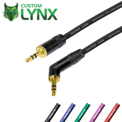 Neutrik 3.5mm Stereo Jack Cable. Headphone Lead. Straight to Angled TRS AUX PRO