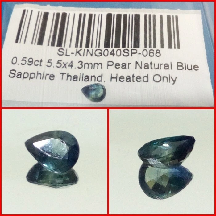 Zafiro natural Azul talla Pera Tailandia 0.59 Cts. - Imagen 1 de 4