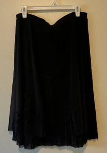 Coldwater Creek Soutache Netz Pull-On Rock Neu mit Etikett Größe Large schwarz bestickt - Bild 1 von 6