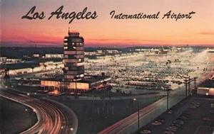 Los Angeles CA Internationaler Flughafen Nachtansicht Postkarte B116 - Bild 1 von 2