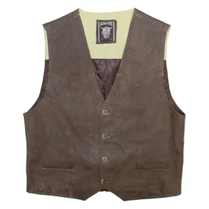 JACK & JONES Mens Blazer Waistcoat Brown Leather L - Picture 1 of 6