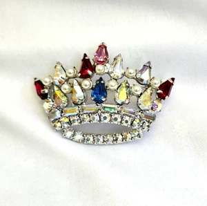 Vintage Strass Krone Brosche Familie Anstecknadel B David Schmuck mit Original Box Royal - Bild 1 von 7