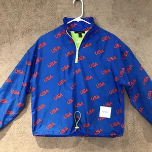 NASA USA Windbreaker Jacket Women Size Small Blue Red Forever 21 Pullover - Picture 1 of 12