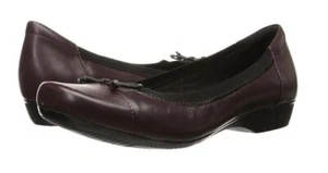 Nuovo Clarks ballerino donna Blanche Nora pelle piatto bordeaux 6M - Foto 1 di 7