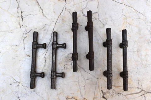 Vintage Cast Iron Rustic Barn Door Handle Cabinet Dresser Gate Handle Pull 6 Pcs Cover