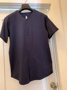 American Apparel Navy Blue Button Up Short Sleeve Baseball Jersey Size M NWT - Picture 1 of 3
