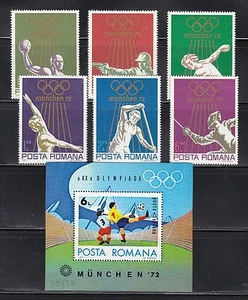 Romania 1972 MNH Mi 3035-3040+Block 97 Sc 2341-2346,C187 Olympic Games,Munich** - Picture 1 of 1
