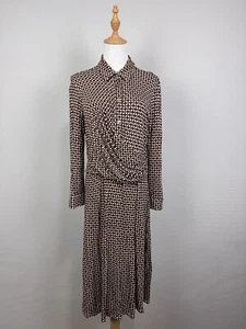 Weekend Max Mara Multicolor Polka Dot Long Sleeve Half Buttons Evening Dress XL - Imagen 1 de 21
