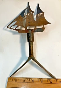 Vintage Miniature iron and brass Sailboat Schooner Weathervane.Folk Art - Picture 1 of 7