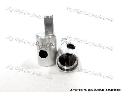 Pair of Sky High Car Audio 1/0 Gauge to 4 Gauge Amp Input Reducers Inputs