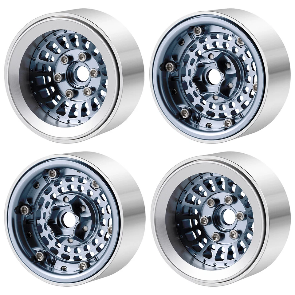 AXSPEED 4x RC 1.9 Beadlock Räder Alu Felgen Hex 12mm für 1/10 Crawler SCX10 TRX4 - Bild 1 von 4