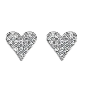 Silber Herz Pave Australische Kristall Ohrstecker Liebe Valentinstag Geschenk - Bild 1 von 4