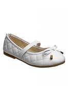 LAmour Girls White Leather Removable Satin Strap Flats 11-4 Kids LAmour Girls White Leather Removable Satin Strap Flats 11-4 Kids