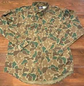 Vtg Woolrich Duck Frog Camo Button Down Green Shirt Cotton Blend made in USA - Picture 1 of 6