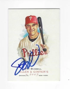 Signierte Pat Burrell Philadelphia Phillies Topps 2007 Allen & Ginter Karte #184 Echtheitszertifikat - Bild 1 von 1