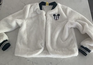 Disney Mickey Mouse Pequeño Blanco Negro Imitación Piel Chaqueta Blazer Abrigo Frente Abierto - Imagen 1 de 10