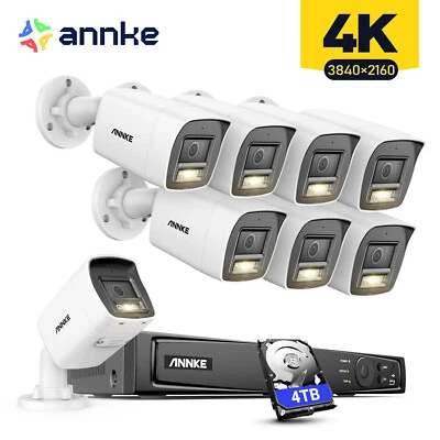 ANNKE 8MP 4K POE AI Security Camera Audio Recording Color Night Vision 12MP NVR - Image 1 of 4
