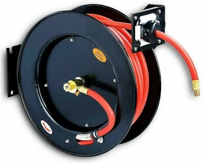 ATE/CMT/AJ RETRACTABLE AIR HOSE REEL AUTO REWIND 1/2" ID X 50 FT AIR COMPRESSOR HOSE REEL