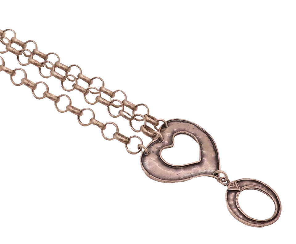 Pulseira SILPADA 925 prata esterlina vintage O corrente elo coração alternador BT9834 - Imagem 1 de 4