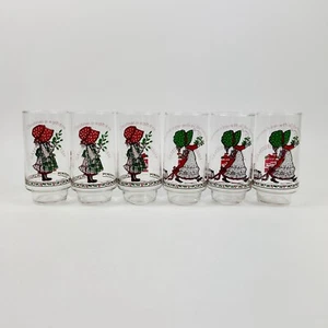 Vtg Holly Hobbie Coca Cola Xmas Tumblers Glasses Set (6) American Greetings 70s - Picture 1 of 16
