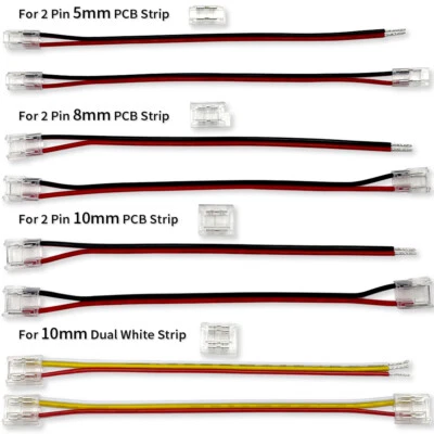 5MM 8MM 10MM PCB Free Soldering Easy Click Connector Cable For COB LED Strip  - Image 1 of 4