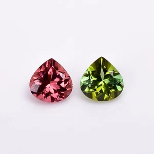 Natural Pink & Green Tourmaline Heart Shape Loose Gemstones For Stud Earrings - Picture 1 of 5