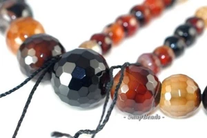 ROYAL LIQUEUR AGATE GEMSTONE GRADATED FACETED ROUND 14MM-6MM LOOSE BEADS 17inch - Picture 1 of 1