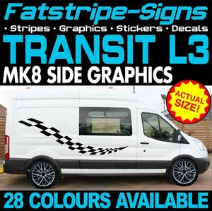 para encajar FORD TRANSIT MK8 L3 LWB GRÁFICOS PEGATINAS RAYAS CAMPER FURGONETA AUTOCARAVANA ST - Imagen 1 de 2
