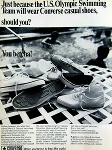 Converse 1968 vintage EE. UU. Anuncio impreso original Swimming Team 8,5 x 11" - Imagen 1 de 6