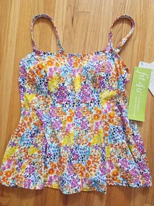 Fit 4 U Square Neck Tankini Swimsuit-TOP ONLY-Size 10 ~ NEW! - Picture 1 of 4