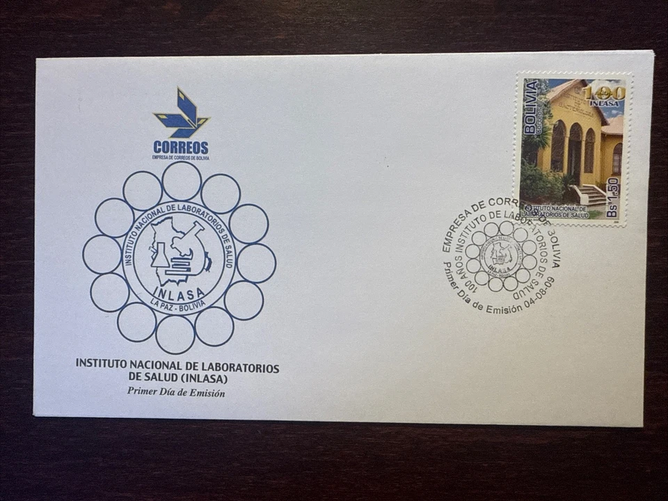 CUBIERTA BOLIVIA FDC AÑO 2009 INSTITUTO Y LABORATORIOS SELLOS MEDICINA SANITARIA Foto 1 de 1