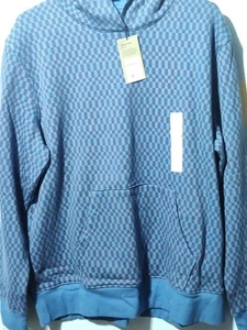 Goodfellow & Co. Print Hoodie Mens Large Blue Soft Fleece Pullover Long Sleeve - Picture 1 of 12
