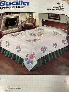 Bucilla Applique Quilt Kit "Rose Petals" Double Bed 80 × 96" Model 49593 - Picture 1 of 6