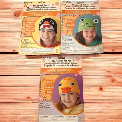 Simplicity Craft My Animal Hat Kit Lot of 3 Penquin Frog Duck New Sealed - Image 1 of 4