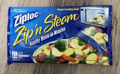 Bolsa de cocción al vapor Ziploc Zip'N - Paquete de 10 ~ DESCONTINUADO NUEVO SELLADO Foto 1 de 2