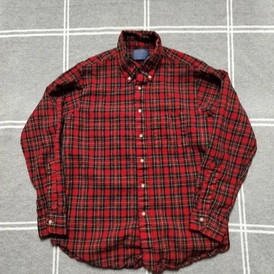 Camisa vintage pendleton grande xadrez vermelha flanela 100% lã virgem feita nos EUA - Imagem 1 de 4
