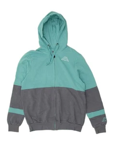 KAPPA Mens Zip Hoodie Sweater Medium Turquoise Colourblock Cotton BJ33 - Picture 1 of 3