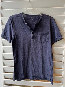 John Varvatos Star USA Men’s Slub Henley Pocket T Shirt Sz S Blue Speckled - Picture 1 of 10