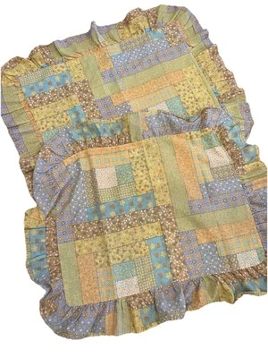 Juego de 2 fundas de almohada de retazos vintage 50/50 algodón poliéster años 70 cotta Foto 1 de 4