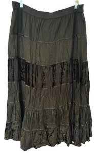 Tiered Maxi Skirt Women's XL 16/18 Black Witchy Whimsigoth Fairygrunge Velvet - Picture 1 of 9