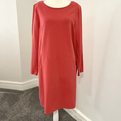 J Jill Pure Jill Sweatshirt Dress Size XL Pima Cotton Modal Coral Pockets - Image 1 of 4