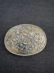 Vintage Chambers Phoenix 24K Gold Plate Western Floral Gürtelschnalle TF - Bild 1 von 2