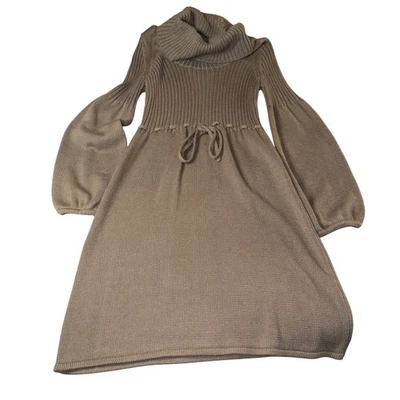 Vestido suéter para mujer Calvin Klein tejido topo cuello capucha manga globo talla S Foto 1 de 3