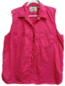 Stone Mesa 20 pink denim button down pockets sleeveless plus top - Picture 1 of 5